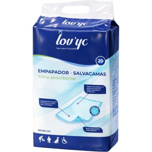 Lov'Yc Extra Absorbente Empapador-Salvacamas Protector absorbente desechable mantiene la piel alejada de la humedad 60x90 cm 20 uds