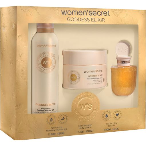 Women'Secret Beauty Confidences Goddess Elixir Estuche Rutina de ba&ntilde;o tranquilizante ofrece bienestar serenidad y gran aroma a flor de cerezo y leche de almendra