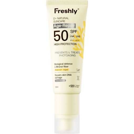 Freshly Cosmetics D+ Natural Suncare Age-Repair Spf 50 Protector solar facial de textura ligera y r&aacute;pida absorci&oacute;n ayuda a reparar arrugas y manchas 50 ml