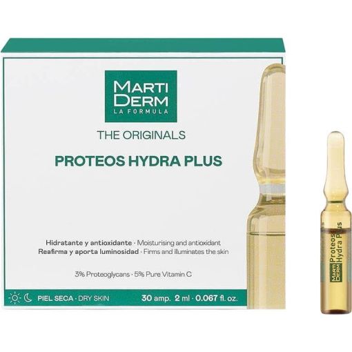 Martiderm The Originals Proteos Hydra Plus Ampollas de proteoglicanos hidratantes y antioxidantes reafirman y aportan luminosidad