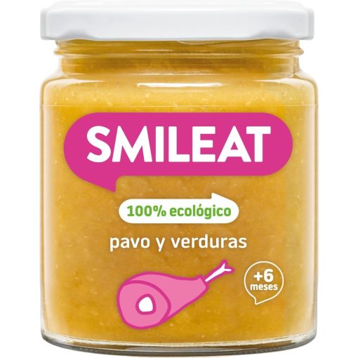 Smileat Tarrito Pavo Y Verduras Tarrito sin gluten ni az&uacute;car elaborado con ingredientes ecol&oacute;gicos para un crecimiento sano a partir de 6 meses 230 gr