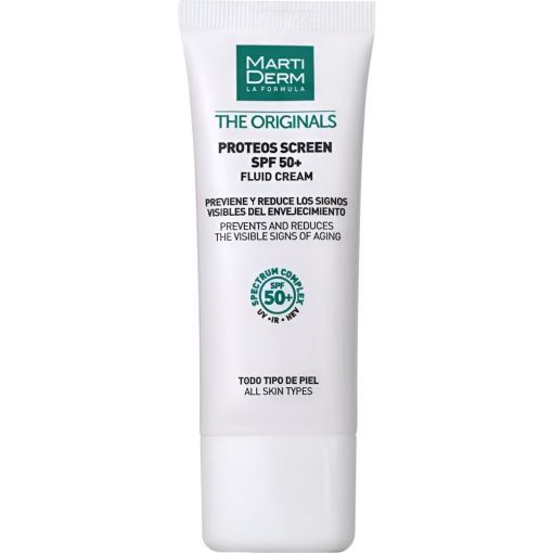 Martiderm The Originals Proteos Screen Spf 50+ Fluid Cream Crema fluida previene y reduce los signos visibles del envejecimiento para aspeco joven fresco y uniforme 40 ml