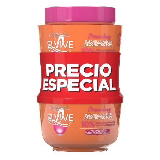 Elvive Dream Long Mascarilla Reconstructora Duplo Precio Especial Mascarilla protege de roturas y puntas abiertas ofreciendo brillo para cabello dañado 2x310 ml