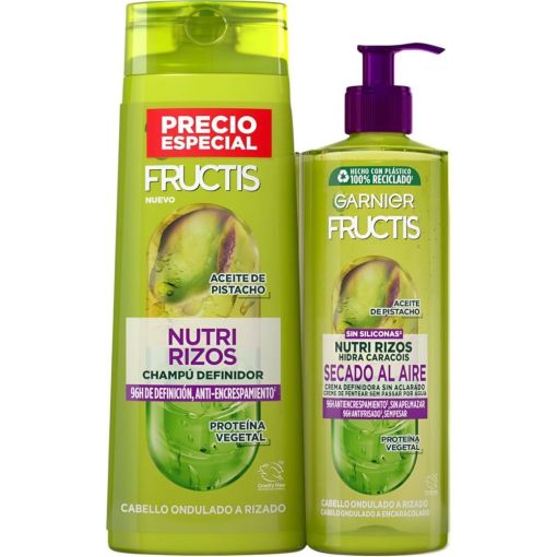 Fructis Nutri Rizos Pack Precio Especial Set capilar para rizos definidos y con movimiento con aceite de pistacho para cabello rizado