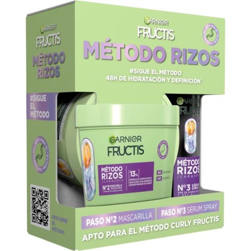 Fructis Método Rizos Estuche Set capilar vegano sellador de puntas recupera el 100% de la hidratación pérdida para cabello rizado