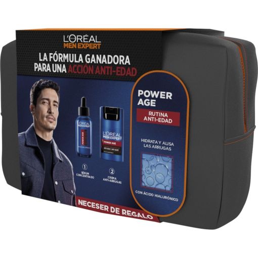 L'Oreal Men Expert Power Age Neceser Tratamiento facial antiedad reafirma y reduce visiblemente arrugas con ácido hialurónico