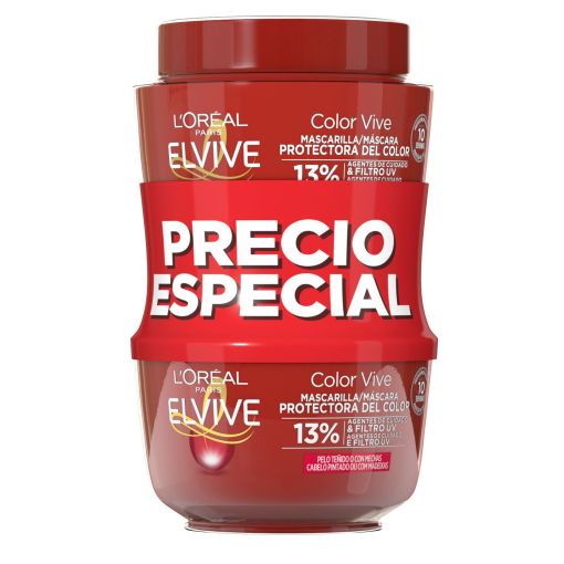 Elvive Color Vive Mascarilla Protectora Duplo Precio Especial Mascarilla protectora nutritiva y fijadora del color para cabello teñido o con mechas 2x290 ml