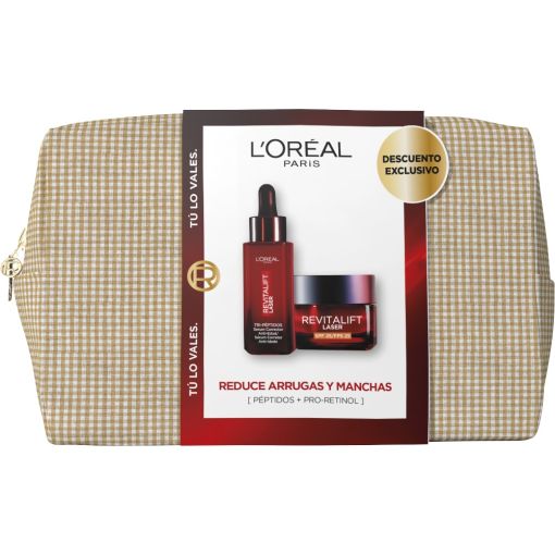L'Oreal Revitalift Laser Neceser Tratamiento facial antiedad rejuvenece y protege tu piel ofreciendo una piel m&aacute;s firme luminosa y joven