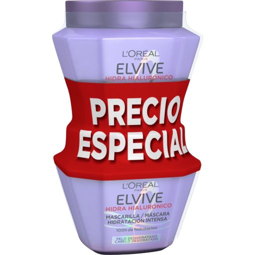 Elvive Hidra Hialur&oacute;nico Mascarilla Duplo Precio Especial Mascarilla capilar rellena la fibra capilar con &aacute;cido hialur&oacute;nico 72 horas de hidrataci&oacute;n para cabello deshidratado 2x310 ml