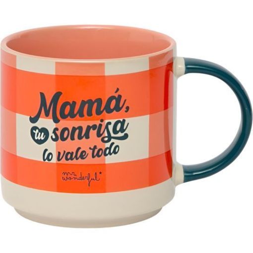 Mr. Wonderful Taza Mam&aacute;, Tu Sonrisa Lo Vale Todo Taza de cer&aacute;mica con dise&ntilde;o y mensaje motivacional ideal para arrancar el d&iacute;a con una sonrisa 370 ml