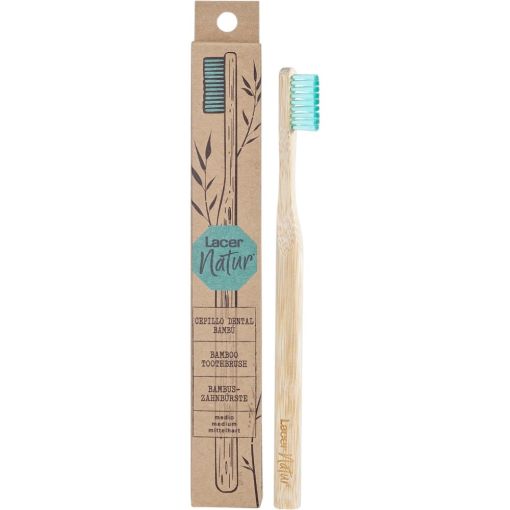 Lacer Natur Medio Cepillo Dental Cepillo de dientes medio de bamb&uacute; 100% ingredientes naturales
