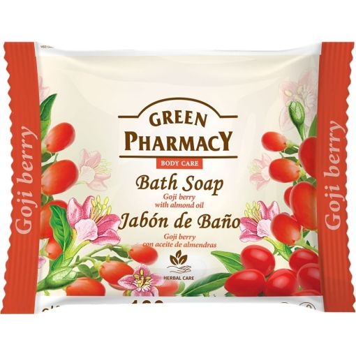 Green Pharmacy Goji Berry Con Aceite De Almendras Jab&oacute;n De Ba&ntilde;o Gel de de ducha en pastilla limpia la piel de forma suave y efectiva dejando un agradable aroma 100 gr