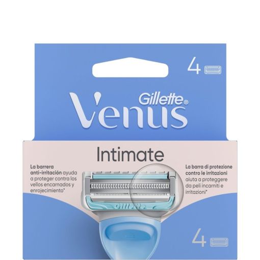 Gillette Venus Intimate Maquinilla De Afeitar Recambio Maquinilla de afeitar para ingles y zona int&iacute;ma evita erupciones y vello enquistado 4 uds