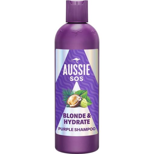 Aussie Sos Blonde & Hydrate Shampoo Champ&uacute; ofrece reparaci&oacute;n intensa para cabello decolorado mechas y canas 300 ml