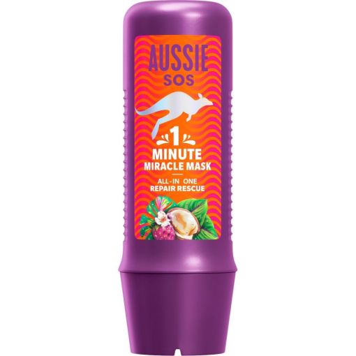 Aussie Sos 1 Minute Miracle Rescue Treatment Mascarilla nutritiva de reparaci&oacute;n intensiva para cabello seco y da&ntilde;ado 250 ml