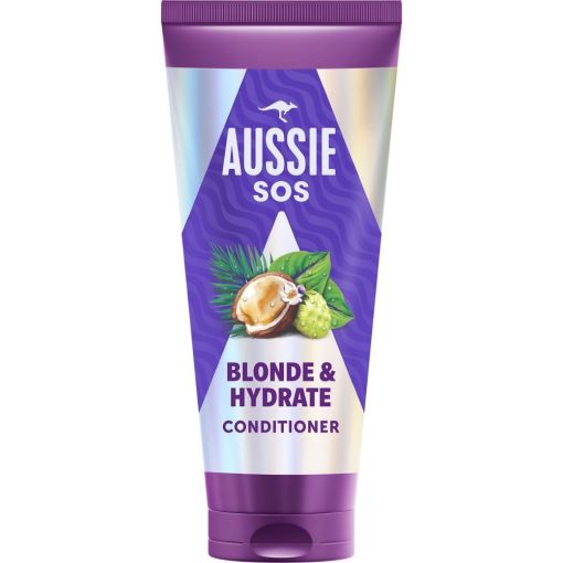 Aussie Sos Blonde & Hydrate Conditioner Acondicionador ofrece reparaci&oacute;n intensa para cabello decolorado mechas y canas 200 ml