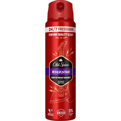 Old Spice Rockstar Desodorante Body Spray Desodorante con 0% sales de aluminio protege contra mal olor 24 horas con aroma c&iacute;trico 150 ml