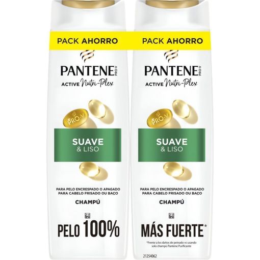 Pantene Nutri-Plex Suave & Liso Champú Duplo Pack Ahorro Champú combate la aspereza y el encrespamiento acabado suave y sedoso para cabello seco 2x325 ml