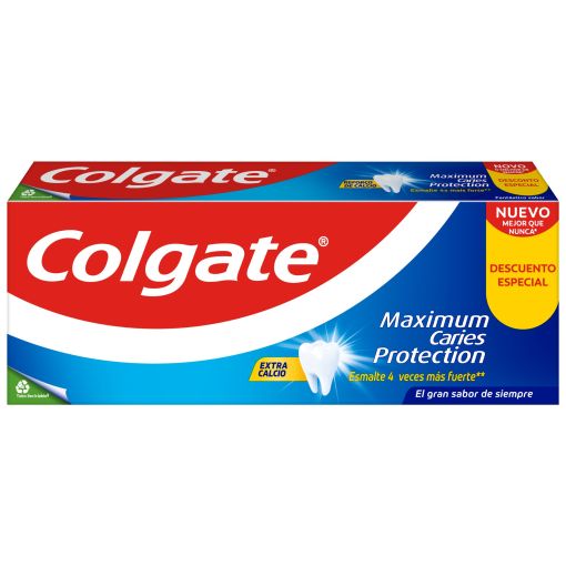 Colgate Dent&iacute;frico Maximum Caries Protection Duplo Formato Especial Pasta de dientes la mejor protecci&oacute;n contra la caries para toda la familia 2x75 ml