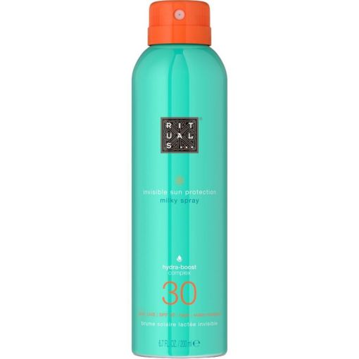 Rituals The Ritual Of Karma Sun Protection Milky Spray Spf 30 Leche solar de r&aacute;pida absorci&oacute;n protege del envejecimiento para bronceado radiante con t&eacute; blanco y flor de loto