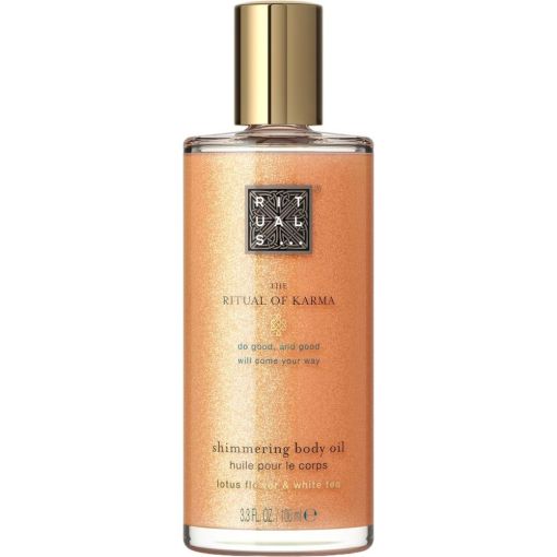 Rituals The Ritual Of Karma Shimmering Body Oil Huile Pours Corps Aceite corporal brillante de loto sagrado y t&eacute; blanco 100 ml