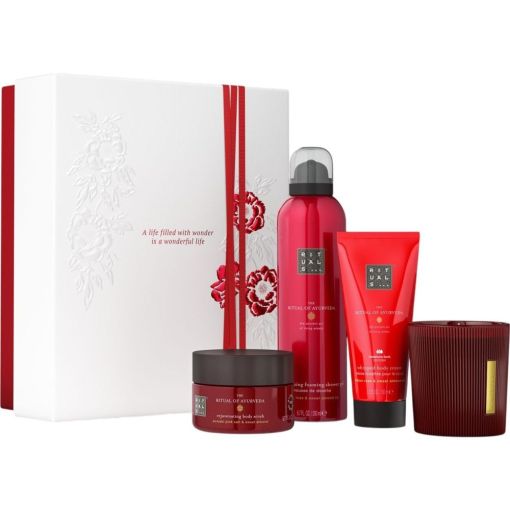 Rituals The Ritual Of Ayurveda Estuche Rutina de ba&ntilde;o relajante y equilibrante ideal para regalar con aroma a rosa de la india y aceite de almendra dulce