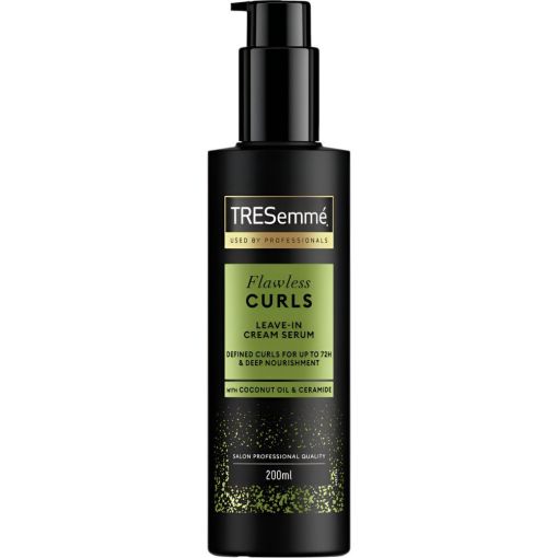 Tresemme Flawless Curls Leave-In Cream Serum Sérum capilar sin aclarado nutre y define en profundidad con aceite de coco para cabello seco o dañado 200 ml