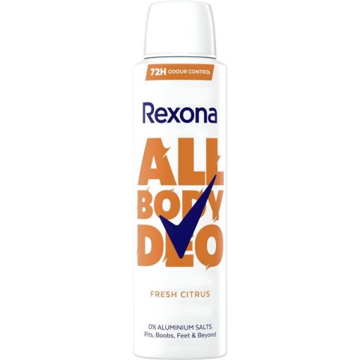 Rexona All Body Deo Fresh Citrus Desodorante Spray Desodorante para todo el cuerpo 0% alcohol antitranspirante ofrece 72 horas de protección avanzada 150 ml