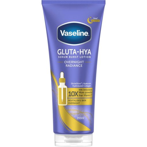 Vaseline Gluta-Hya Overnight Radiance Serum Burst Lotion Sérum corporal combate la opacidad y logra una piel radiante y luminosa 200 ml