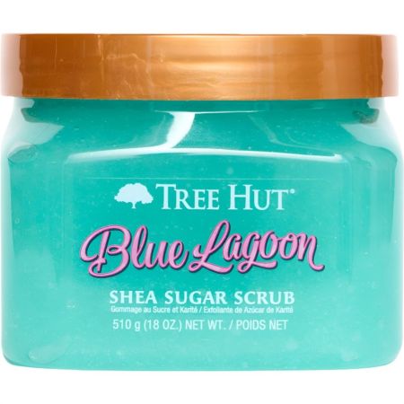 Tree Hut Blue Lagoon Exfoliante De Azúcar De Karité Exfoliante corporal aromático nutre profundamente dejand aroma agradable a naranja en la piel 510 gr