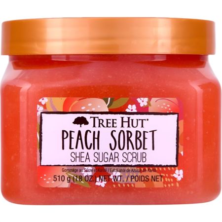 Tree Hut Peach Sorbet Exfoliante De Azúcar De Karité Exfoliante corporal aromático nutre profundamente dejand aroma agradable a naranja en la piel 510 gr