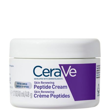 Cerave Skin Renewing Peptide Cream Crema facial antiedad con fórmula avanzada mejora firmeza arrugas y elasticidad ofreciendo 48 horas de hidratación 48 gr