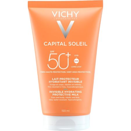 Vichy Capital Soleil Lait Protecteur Hydratant Invisible Spf 50 Leche protectora hidratante proporciona un bronceado luminoso y homogéneo 150 ml