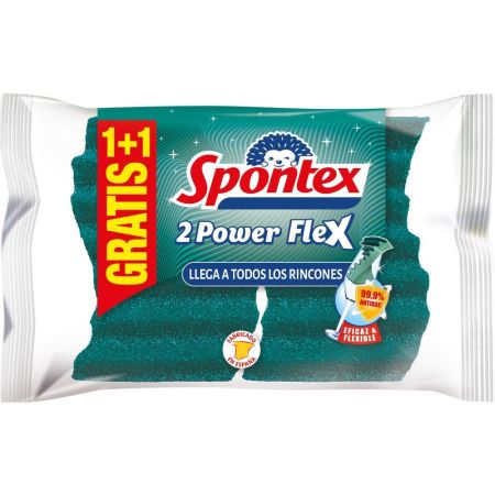 Spontex Estropajo 2 Power Flex Formato Especial Estropajo con esponja superflexible sin rasguños 2 uds
