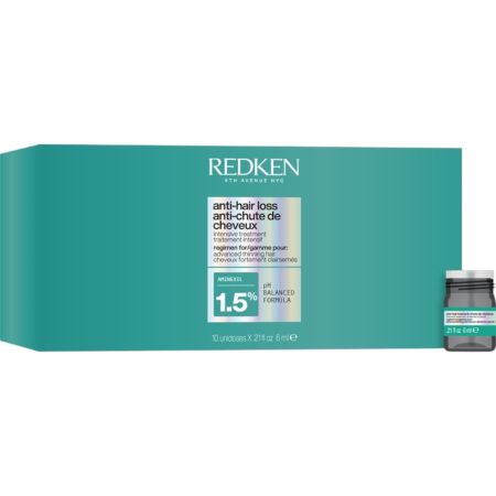 Redken Anti-Hair Loss Intensive Treatment Tratamiento capilar intensivo anticaída fortalece desde la raíz ofreciendo un cabello más grueso y vibrante 10 uds