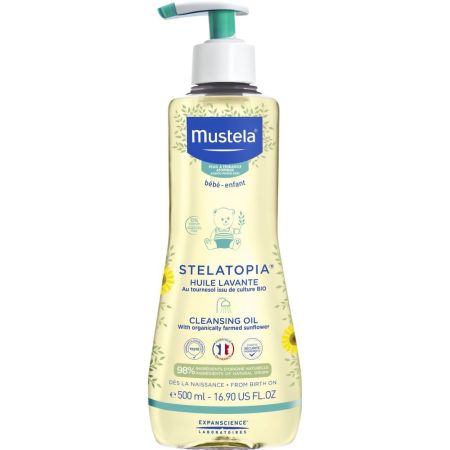 Mustela Stelatopia Con Girasol Bio Aceite De Baño Y Ducha Aceite de baño y ducha relipidizante limpia con suavidad aliviando la sensación de picor 500 ml