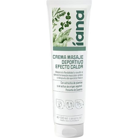Íana Crema Masaje Deportivo Efecto Calor Crema de masaje deportiva mejora la flexibilidad y ayuda a aliviar la tensión muscular con efecto calor 100 ml