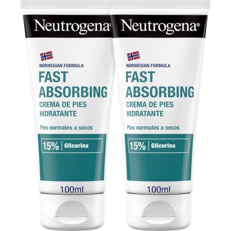 Neutrogena Crema De Pies Hidratante Duplo Crema ultrahidratante y reparadora con un 15% de glicerina y bisabolol para pies secos y estropeados 2x100 ml