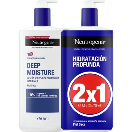 Neutrogena Hidratación Profunda Loción Corporal Duplo Formato Especial Loción corporal no grasa ofrece una hidratación instántanea 4 veces superior para una piel más suave y lisa 2x400 ml