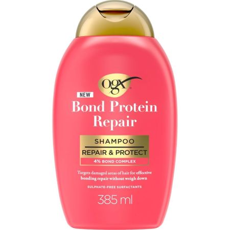 Ogx Bond Protein Repair Shampoo Champú refuerza la barrera de proteínas y lípidos del cabello para un cabello más sano y resistente 385 ml