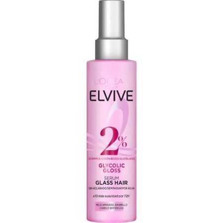 Elvive Glycolic Gloss Sérum Glass Hair Sérum hidratante ofrece suavidad y brillo efecto espejo con ácido glicólico para cabello apagado y sin brillo 150 ml