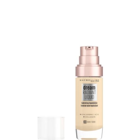 Maybelline Dream Satine Liquid Hydrating Foundation Base de maquillaje cobertura perfecta con ácido hialurónico y colágeno para una hidratación de hasta 12 horas