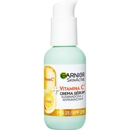 Garnier Skin Active Vitamina C 2 En 1 Crema Sérum Spf 25 Crema y sérum hidratante reduce manchas oscuras ilumina y mejora la uniformidad 50 ml