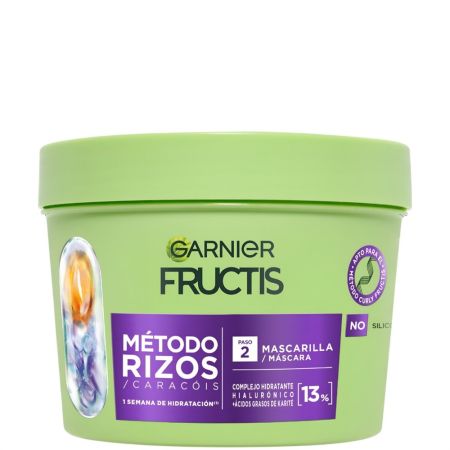 Fructis Método Rizos Nº2 Mascarilla Mascarilla vegana recupera el 100% de la hidratación pérdida para cabello rizado 370 ml