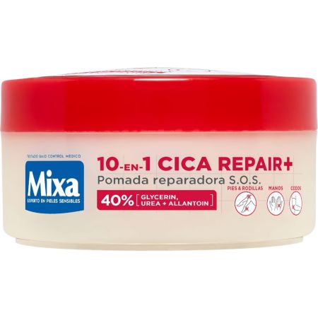 Mixa 10-En-1 Cica Repair+ Pomada Reparadora Pomada reparadora reduce piel agrietada callosidades y asperezas ideal para pies rodillas manos y codos 150 ml
