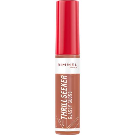 Rimmel London Thrill Seeker Glassy Gloss Brillo de labios vegano no pegajoso con ácido hialurónico labios rellenos y brillo al instante