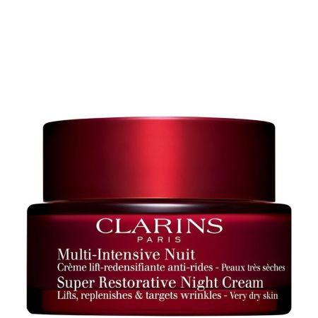 Clarins Multi-Intensive Nuit Piel Seca Crema de noche hidratante reafirmante y antiarrugas ofrece piel más flexible rellenada y confortable al instante 50 ml