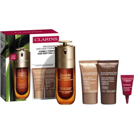 Clarins Double Serum Traitement Complet Estuche Sérum antiedad intensivo para todo tipo de pieles con 21 extractos de plantas ofrece piel lisa y luminosa 50 ml