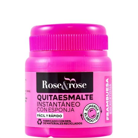Rose&Rose Quitaesmalte Instantáneo Con Esponja Frambuesa Quitaesmalte sin acetona con aroma a limón elimina el esmalte instantáneamente 50 ml