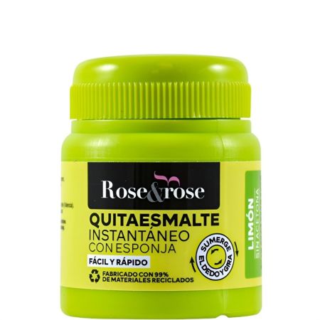 Rose&Rose Quitaesmalte Instantáneo Con Esponja Limón Quitaesmalte sin acetona con aroma a limón elimina el esmalte instantáneamente 50 ml